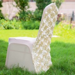 Champagne Satin Rosette SPANDEX Stretchable Banquet CHAIR COVER Wedding