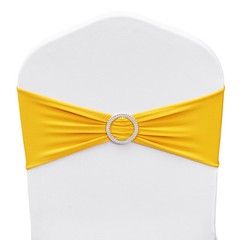 VEVOR 100PCS Gold Stretch Spandex Chair Sashes Elastic Band Wedding Party Dining