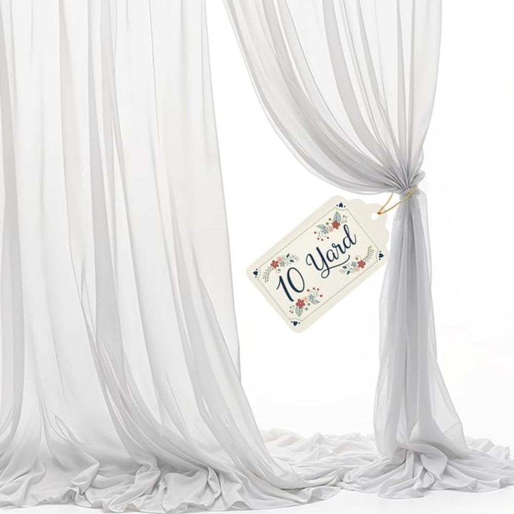 Sheer Voile Chiffon Fabric Draping Panels | 10 Yards 120″ Wide White Voile Fa…