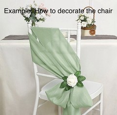 10 light green fabric ribbons for decorating chairs- (58 Inches X 13 inches).