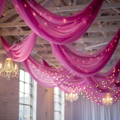 5ft x 32ft FUCHSIA Premium Chiffon Sheer Backdrop CURTAIN PANEL Drape Party