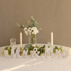 WHITE Glittered Wooden Mr & Mrs Freestanding Wedding Table DISPLAY SIGNS Party