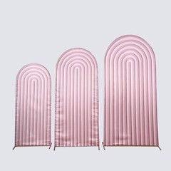 3 Dusty Rose Ripple Satin Round Top Wedding Arch Backdrop STAND COVERS Party