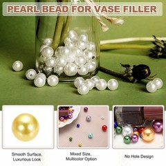 4/6/8/12/14mm Pearl Bead for Vase Filler, 600 Pcs Floating Beads, Yellow