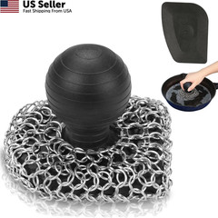 Cast Iron Scrubber with Pan Scraper, 316 3.1inch*3.5inch*3inch, Black