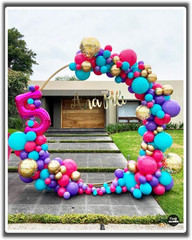 7.2Ft Gold Metal round Balloon Arch Kit, Backdrop Circle Stand Arch Frame for We