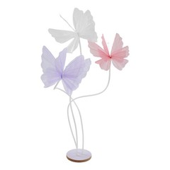 Giant 3-head Artificial Butterfly Decorations, for Wedding, White, Pink, Purple