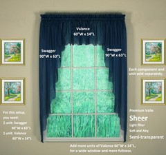 Today’s Curtain Emelia Original Voile Swag Pair 38″, Navy, 60″ W x 38″ L