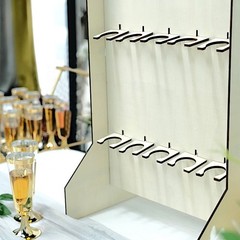 3-Tier GOLD Rectangular Wooden Champagne GLASS HOLDER Stand Party Decorations
