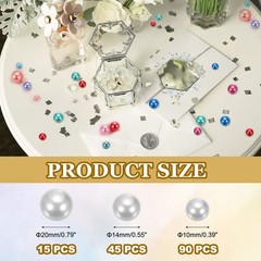 150Pcs, Pearl Bead for Vase Filler 20/14/10mm Floating Beads(White)