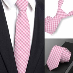 Abstract Necktie for Men Black Novelty Neckties accessories 8cm Pink Gingham