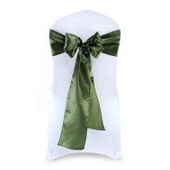 100 Olive Green Satin Chair Sashes Silky Sateen Chair Bows wedding party décor