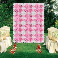 12 PCS Artificial Flowers Panels, Artificial Flower Panels Wall Mount decoration