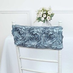 10 Dusty Blue Satin Rosettes Stretchable Spandex Chair Sashes Wedding