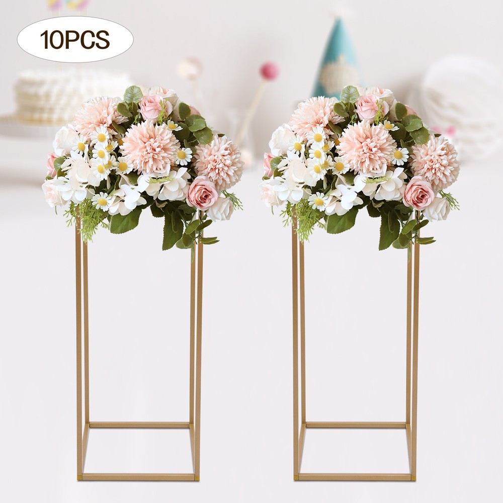 Flower Stand for Wedding Table 10x 31.5 in Tall Gold Metal Centerpieces Decor