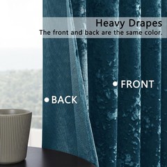 SMILETIME Tranquil Blue Crushed Velvet Curtains 52x84inch Rod Pocket Luxuriou…