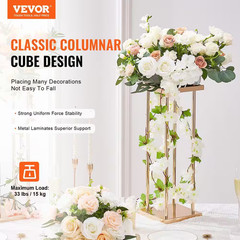 4 PCS Gold Metal Column Wedding Flower Stand 23.6 In./60 Cm High with Metal Lami