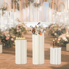 3PCS Cylinder Pedestal Stands Sturdy Multi-Use Display Columns for Wedding,