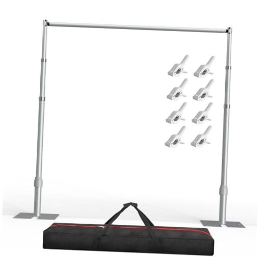 10x10ft Heavy Duty Backdrop Stand Kit, Adjustable Pipe and 10x10FT Silver