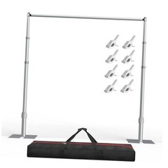10x10ft Heavy Duty Backdrop Stand Kit, Adjustable Pipe and 10x10FT Silver