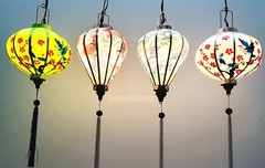 Vietnamese Silk Lanterns with flowers fabric – Cherry blossom fabric – Set 4 pcs