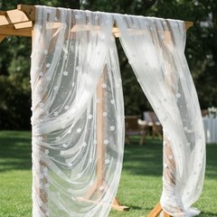 3 Pcs Table Runner 10ft/ 29 x 120 Inch Embroidery Tulle Fabric White Pearl