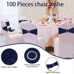 100PCS Spandex Stretch Chair Sashes Bows Elastic Chair Cover Bands Ties