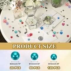 200 Pcs Pearl Bead for Vase Filler, 20/14/10mm Floating Beads(Deep Blue)