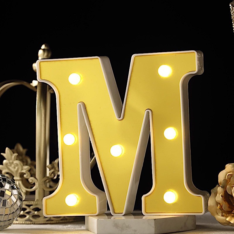 6″ tall GOLD M LED Lighted Marquee Letters Sign Party Wedding Events Decorations