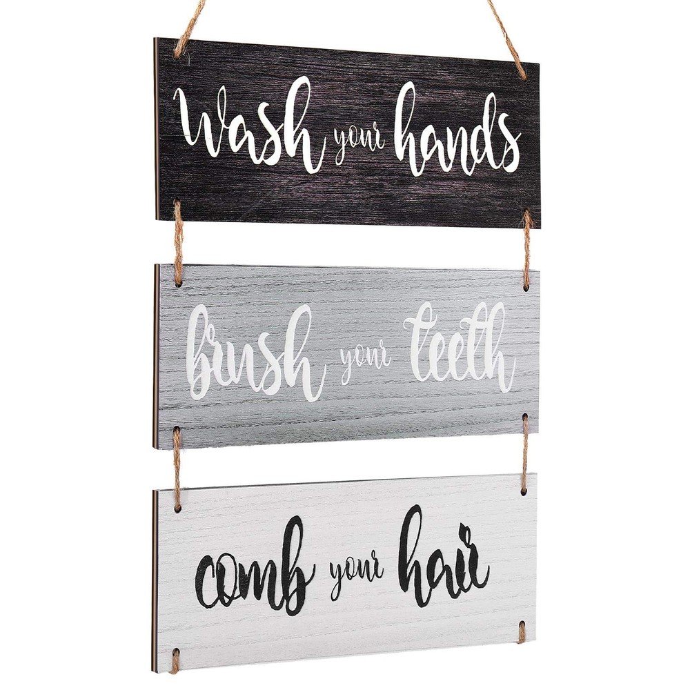 Jetec Farmhouse Bathroom Wall Decor Bath Rules Wall Art Sign Family Hanging F…
