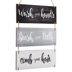 Jetec Farmhouse Bathroom Wall Decor Bath Rules Wall Art Sign Family Hanging F…