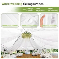 6 Panels White Ceiling Drapes for Wedding Party Decor 5ft x 20ft Wedding Arch