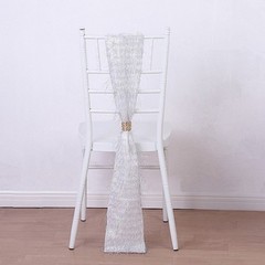 5 SILVER Polyester Chair SASHES Metallic Fringe Party Events Home Decorations