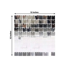 24 Silver Square Sequin Shimmer Wall Photo Backdrop Panels Party Decorations