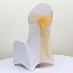 gold organza chair sashes chair ties bows Chair ribbon wedding anniversary decor