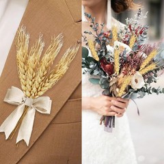 17.7 inches Dried Wheat Stalks, 100 Stems Dried Flowers Natural Wheat
