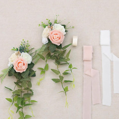 Pink Pew Flowers Set of 10 – Wedding Aisle Decor with Eucalyptus & Ribbons