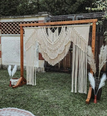 Macrame Wedding Backdrop Curtain, Boho Wall Hanging for Arch With Chair Covers