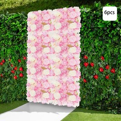 6pcs Artificial Flower Wall Panels Decorative Faux Hydrangea Floral Wall Mat Pad