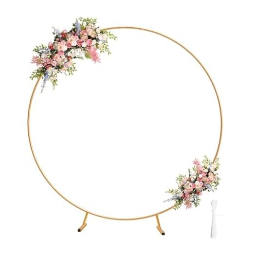 Metal Round Balloon Arch Kit, 7.2ft (2.2m) Golden Round Arch Stand Kit: 6.9FT