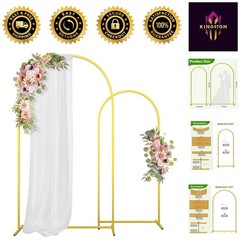 Set of 2 Gold Metal Arch Backdrop Frames – Perfect for Weddings & Celebrations
