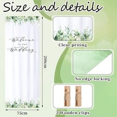 Wedding Welcome Banner Rustic Linen Sign Flexible Placement W/ Wooden Clips New
