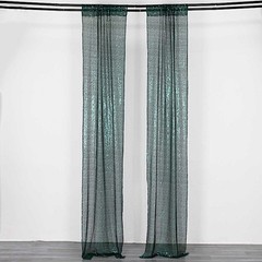 2 HUNTER GREEN 8ft x 2ft Sequined Backdrop Curtain with Rod Pockets Wedding