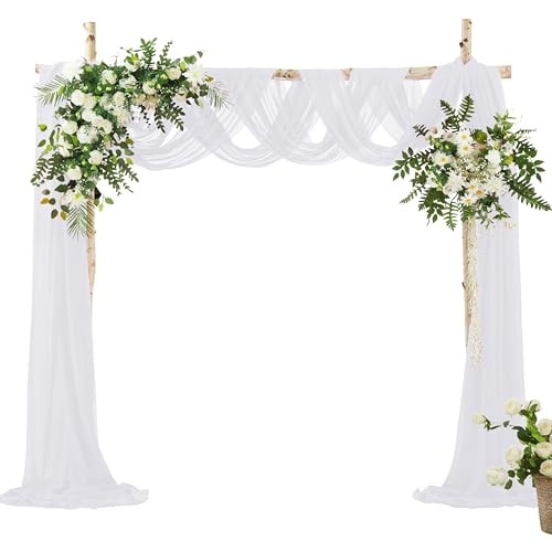 Wedding Arch Draping Fabric – Chiffon Sheer Drapes – 30 Inch x 1 Panel White