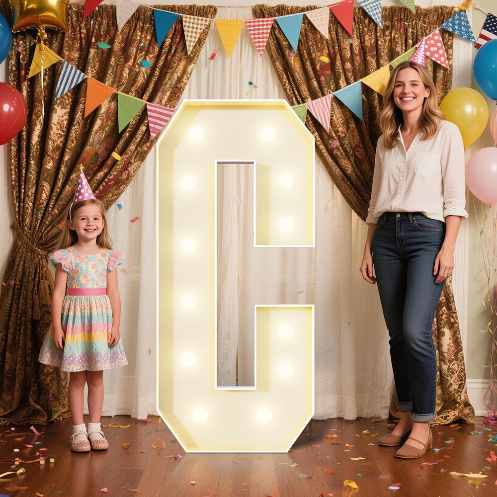 4FT Marquee Letters C Sign,Large Light Up Numbers Party Decoration – Hook and…
