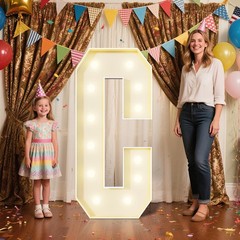 4FT Marquee Letters C Sign,Large Light Up Numbers Party Decoration – Hook and…