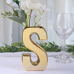 GOLD 6″ Ceramic S Symbol Flower VASE Table Centerpiece Party Events Decorations
