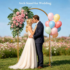 6.6 FT Metal Arch Backdrop Stand, Gold | Wedding Arch, Balloon Arch Stand, for P