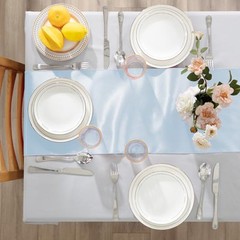 2 Pack Light Blue Table Runners 12 x 108 Inch, Rectangular Smooth Satin Silk
