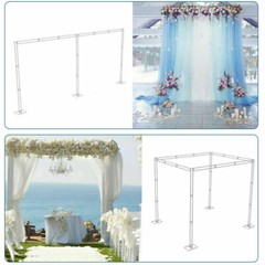 10ft Dual Layer Pole Wedding Backdrop Stand Adjustable Flower Canopy Background